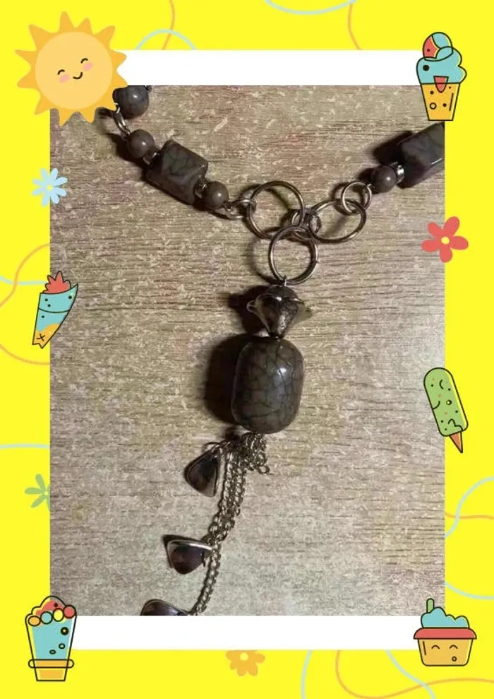 Collier argenté violet long - photo numéro 3