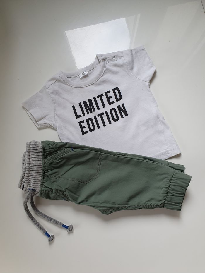 Ensemble tee-shirt + pantalon Kaki 3 mois - photo numéro 2