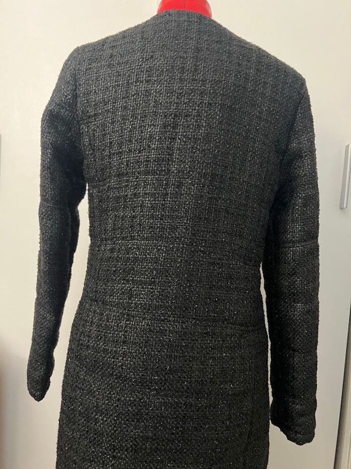 Manteau droit long matelassé noir pailleté Morgan - photo numéro 3