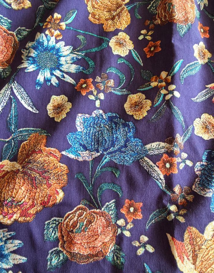 Mango MNG Collection Robe Courte Violette Bleue Imprimé Floral sans Manches Taille 34 XS - photo numéro 6