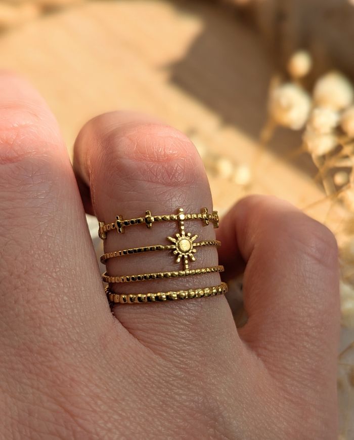 Bague dorée acier inoxydable ajustable étoiles bohème - photo numéro 2