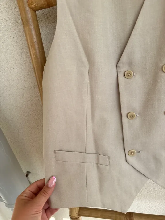 Gilet de costume beige crème Brice taille S - photo numéro 3