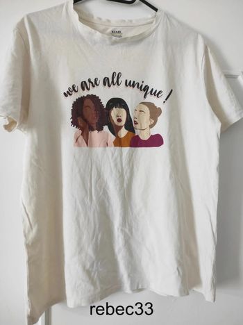 T-shirt crème imprimé we are all unique
