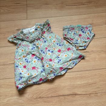 Robe + bloomer vert fleurie Mayoral 6–9 mois