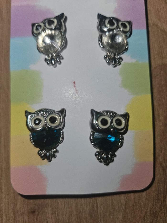 Lot de 2 paire de boucles d'oreilles Hiboux - photo numéro 5