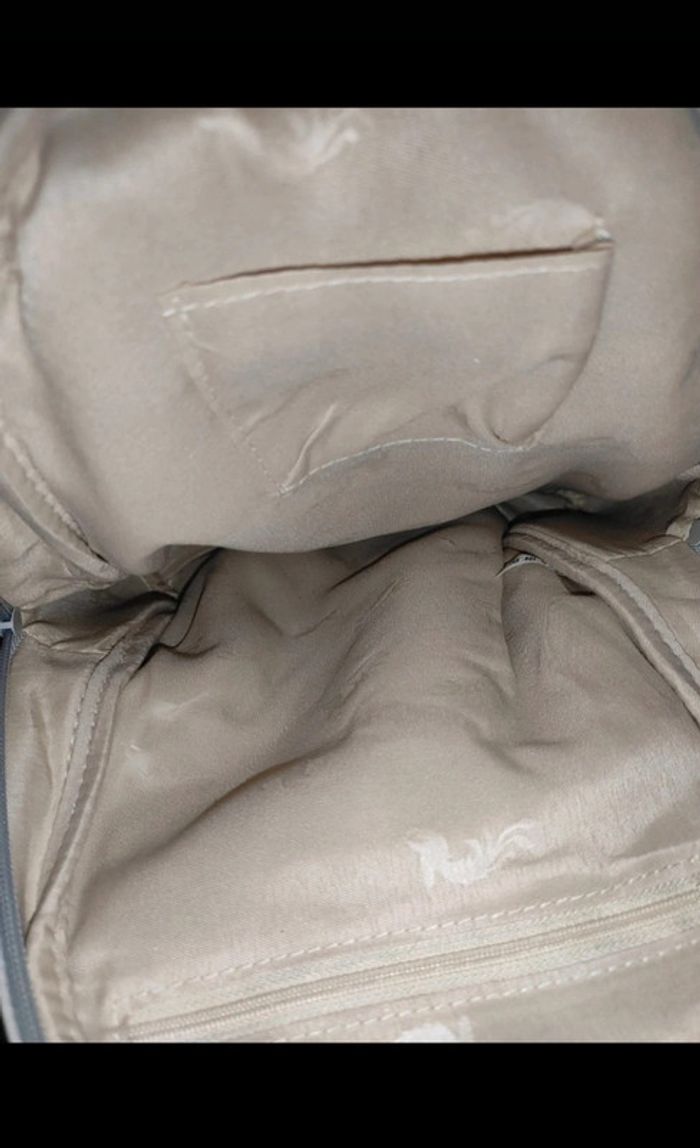 Petit sac à dos en cuir polyuréthane crème - photo numéro 7