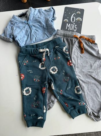 2 pantalon survetement garcon 1 t shirt manches courtes