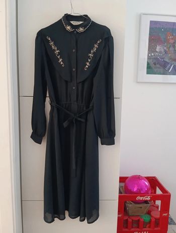 Robe vintage noire voile manches longues taille 40/42