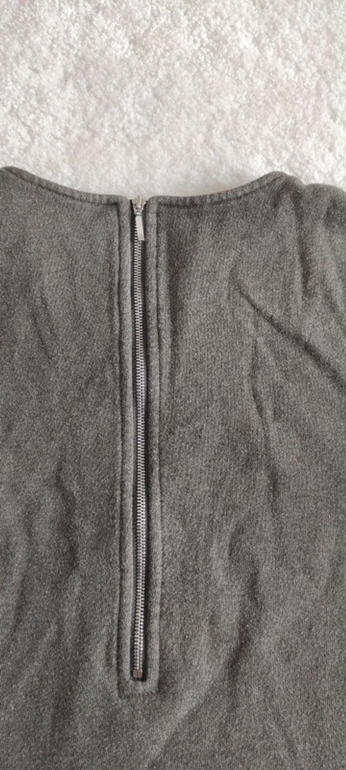 Haut top sweat manches 3/4 Sessùn gris kaki avec fil métallisé rose L - photo numéro 9
