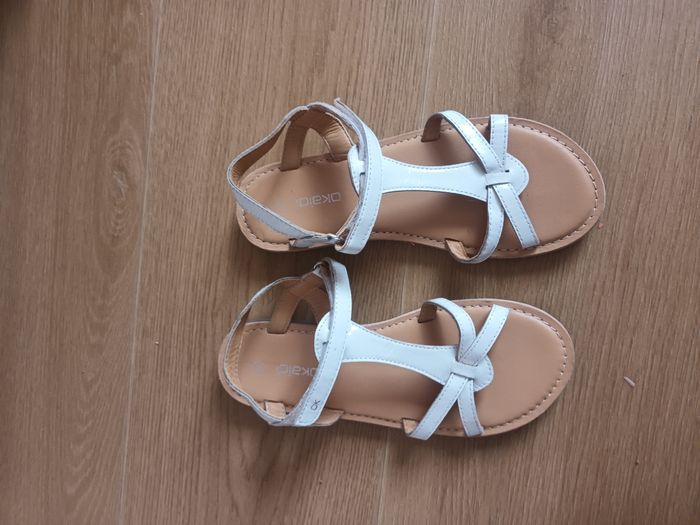 Sandales 34 okaidi neuf ete blanc en cuir fille - photo numéro 2