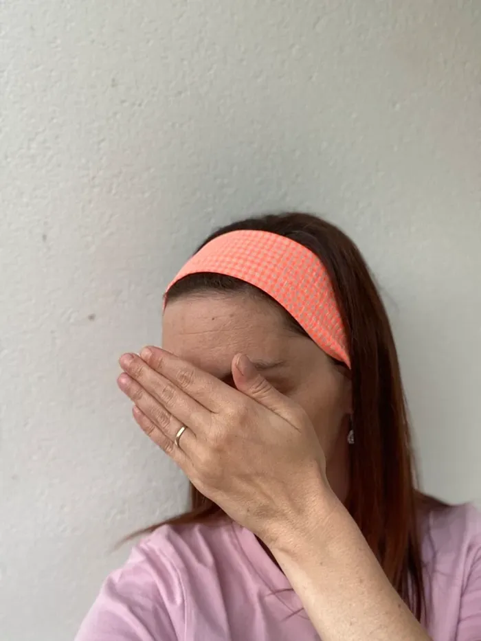Bandeau cheveux vichy rose fluo