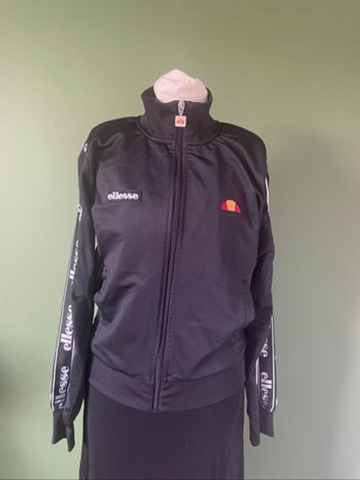 Veste vintage Ellesse noire – Logo brodé & bandes pression - photo numéro 4