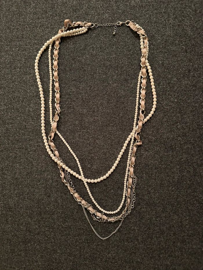 Collier sautoir multi rangs perles et métal - photo numéro 2