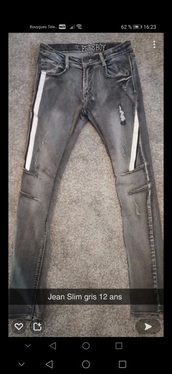 Jean Slim garçon 12 ans gris