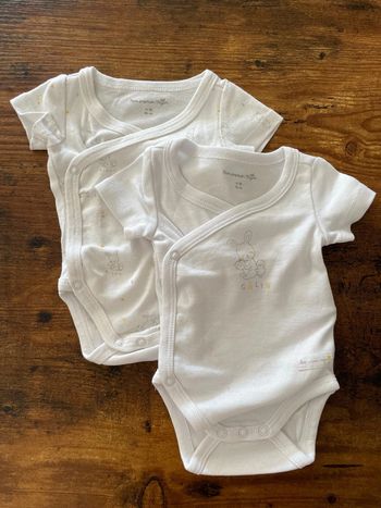 Lot de 2 bodies blanc et motif lapin caché coeur à manches courtes