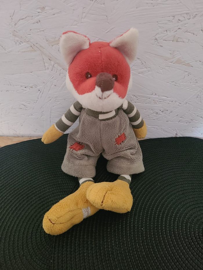 DOUDOU PELUCHE FOXY BUKOWSKI RENARD VERT KAKI RAYE - photo numéro 3