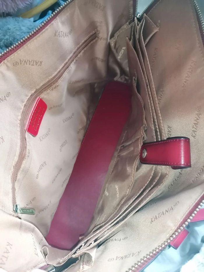 Sac vintage katana rouge cuir véritable. - photo numéro 11