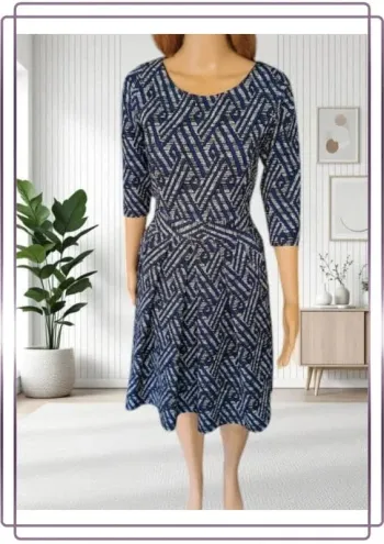 Robe midi Sassia bleu à motifs taille ajusté taille M