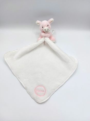 Peluche doudou âne rose Reglisse KALOO mouchoir blanc TBE