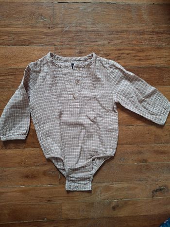 Body chemise coton kiabi 6 mois neuf