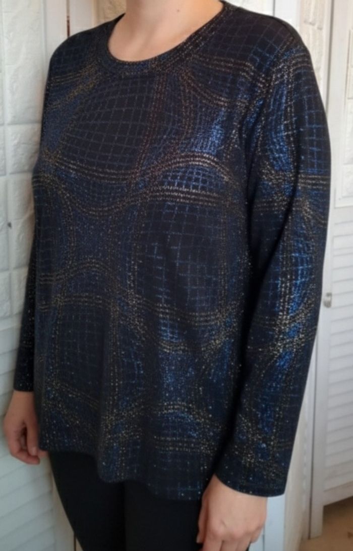 Haut manches longues - bleus brillants et dorés- Taille : 2 Alexa's - photo numéro 6