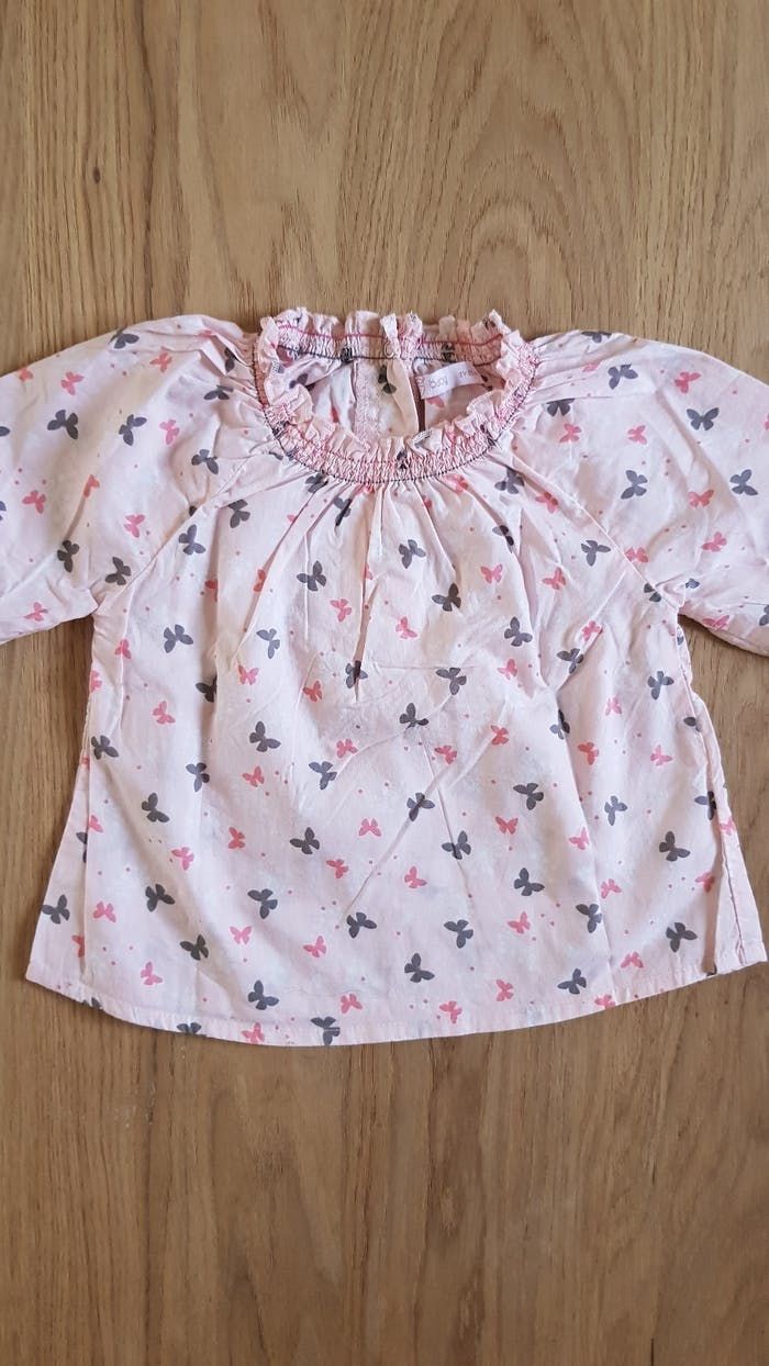 Blouse gemo 18 mois rose motifs papillons