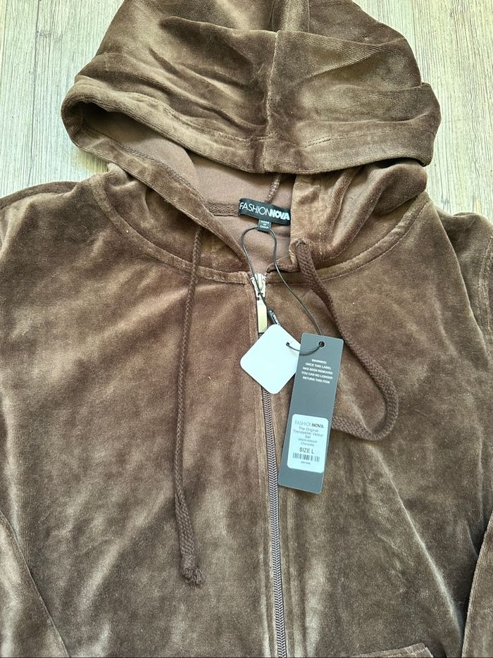 Ensemble veste jogging velours marron femme L - photo numéro 4