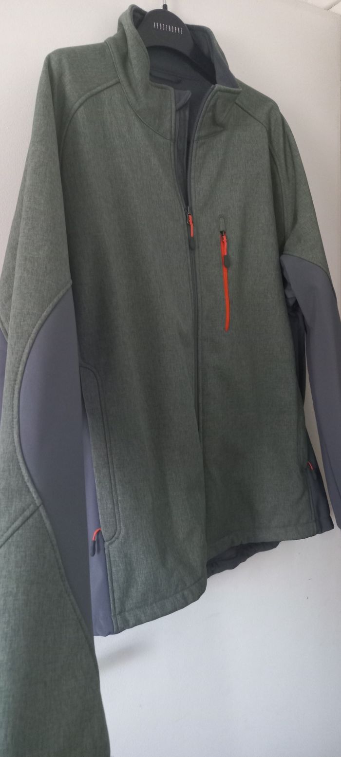 Blouson vert chiné et gris - photo numéro 2
