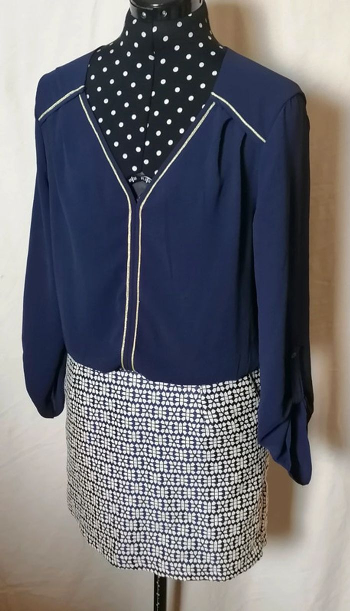 Robe 2 en 1 bleu marine blanc fluide taille S It Hippie - photo numéro 8