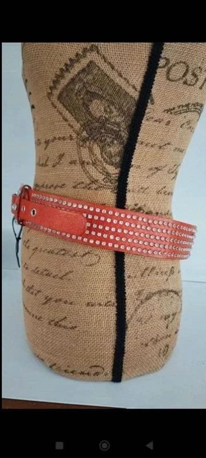superbe ceinture orange avec chaînette argenté 85 cm - photo numéro 5