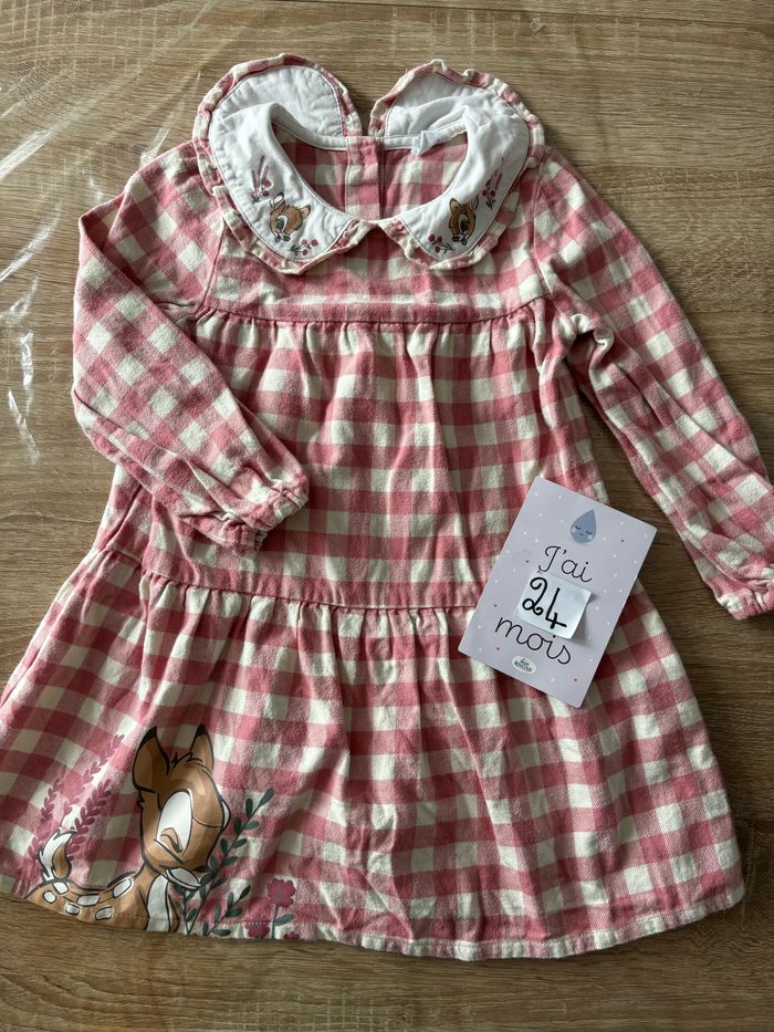 Robe carreaux rose BAMBI Disney t.24m