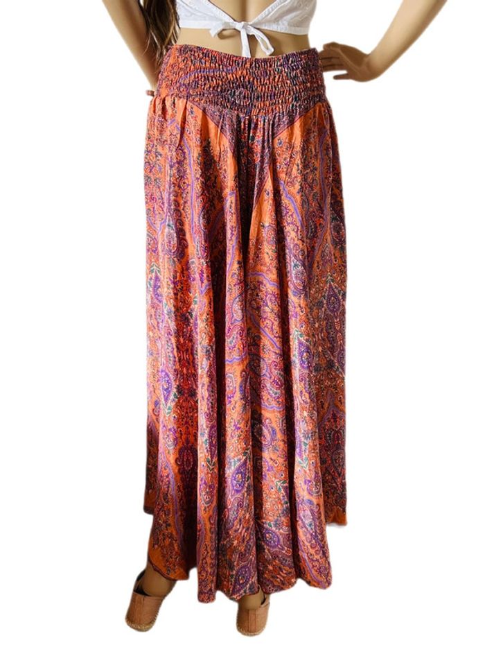🪷Jupe-culotte indienne boho chic hippie Indian embroidered paisley skirt-culottes🪷 - photo numéro 7