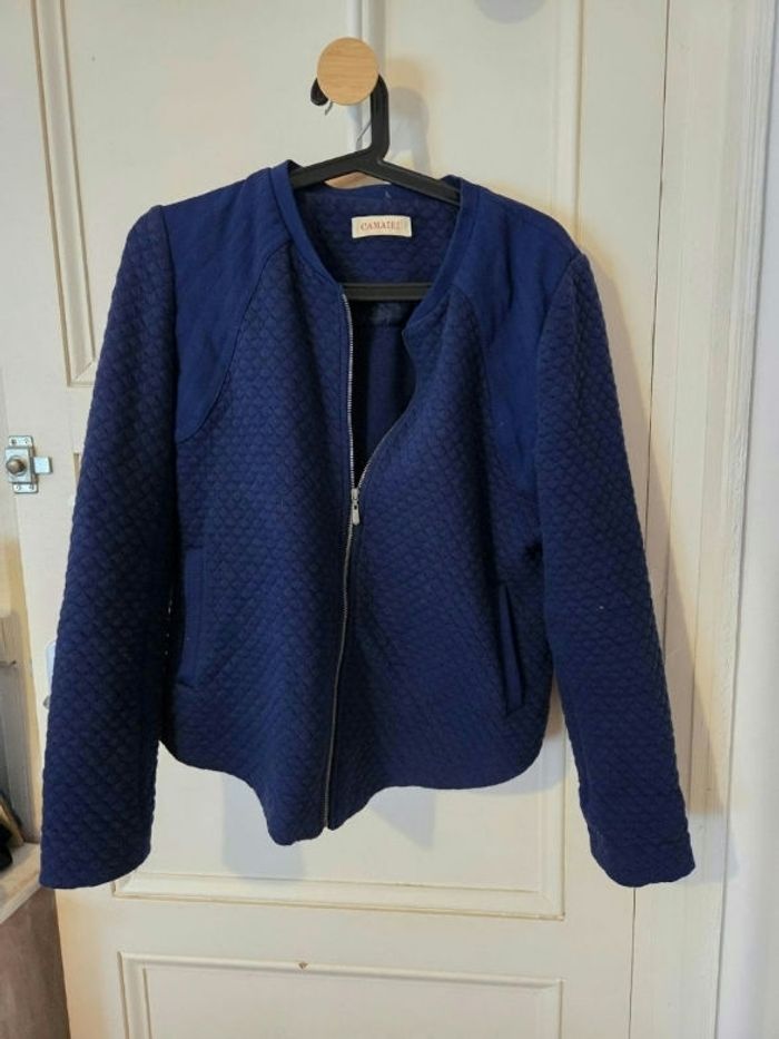 Veste courte bleue foncée effet matelassé