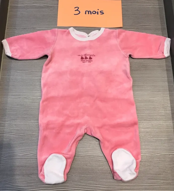 Pyjama velours 3 mois Petit Bateau