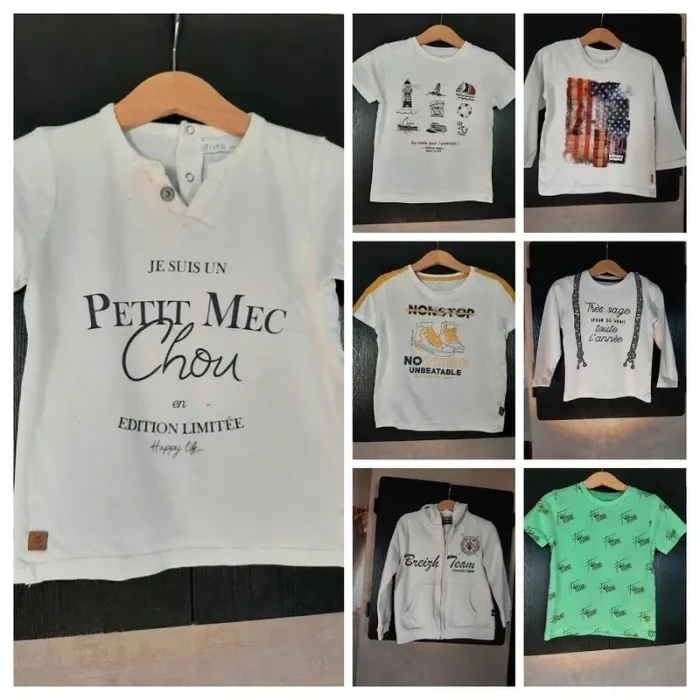 Lot 4 ans 6 T-shirts et 1 veste minis trous ou tâches peuvent encore servir prix mini