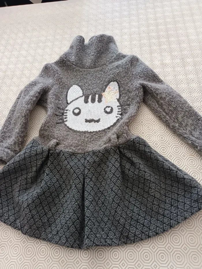 Robe en laine 5 ans gris et noir - photo numéro 6