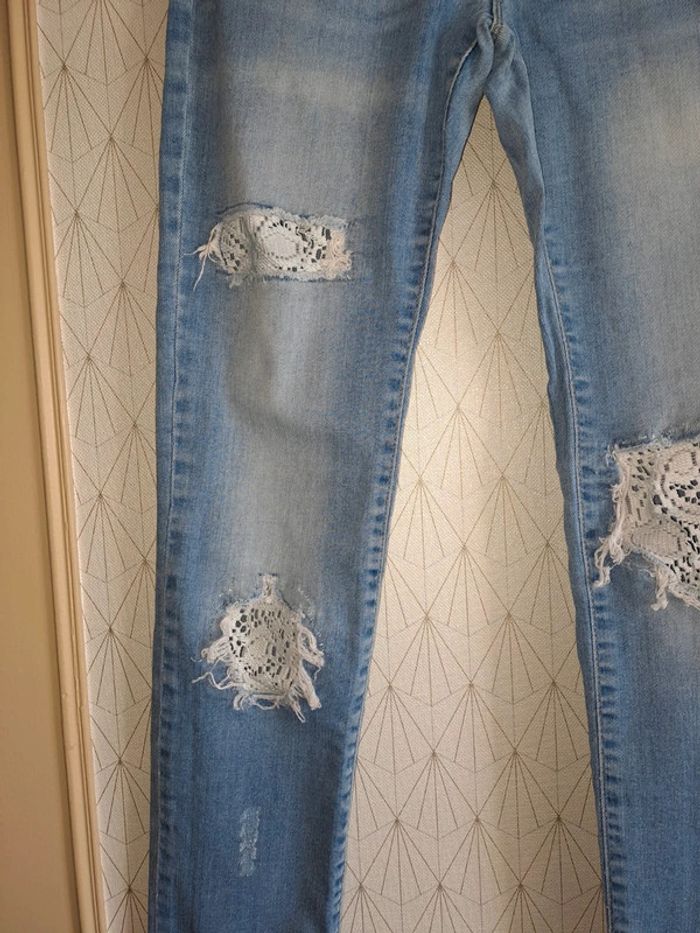 Superbe jean fille slim Zara used dentelle 11/12 ans tbe - photo numéro 2