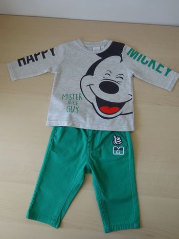 Ensemble Mickey t-shirt ML + pantalon 3 mois