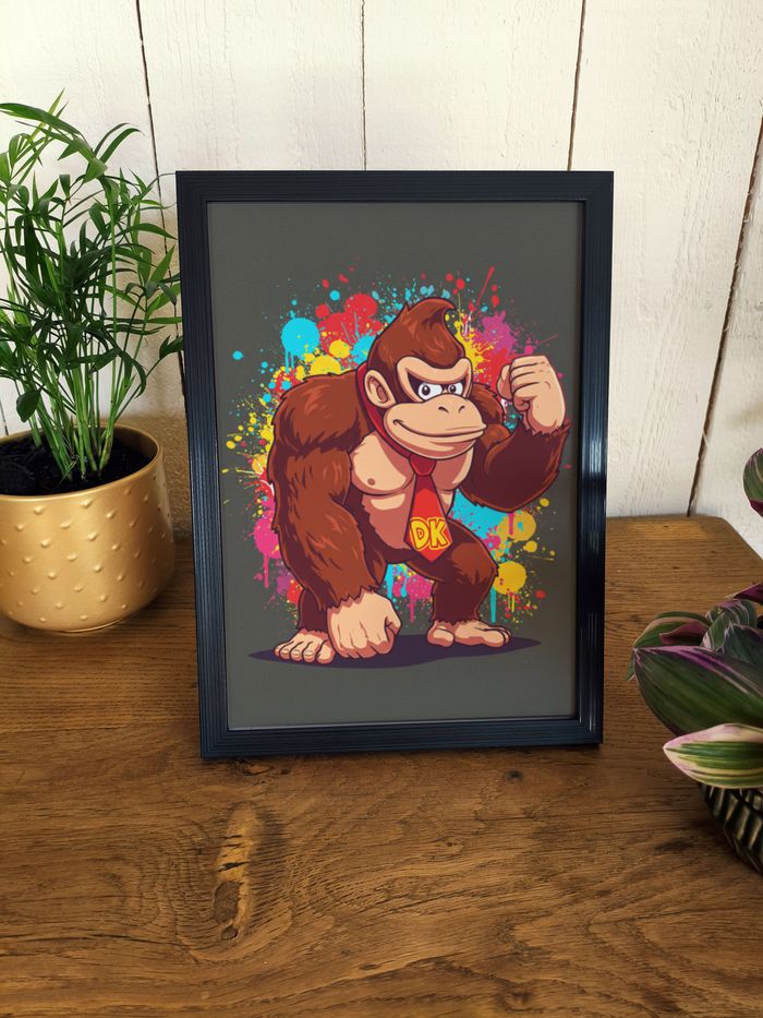 Affiche poster A4 (21×29,7 cm) Donkey Kong Mario street art coloré déco murale chambre gamer