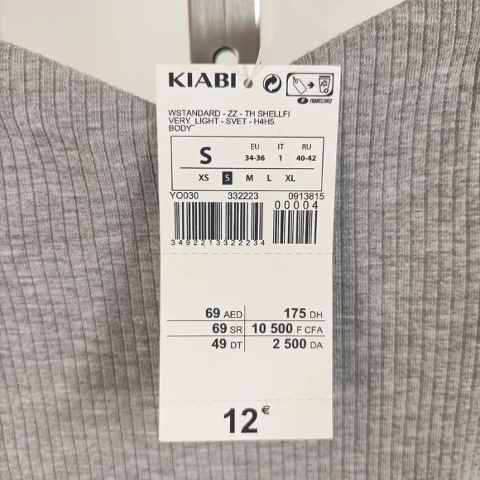 Body gris côtelé sans manches col cœur Kiabi taille S près du corps stretch A513 - photo numéro 9