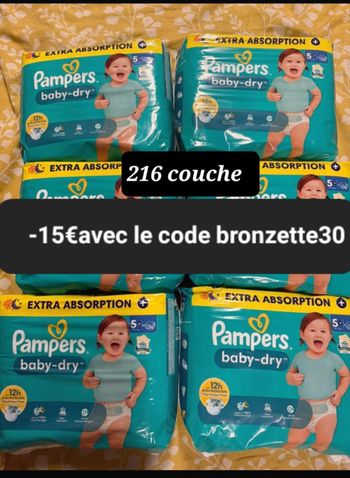 Six pack de couches Pampers taille 5 plus