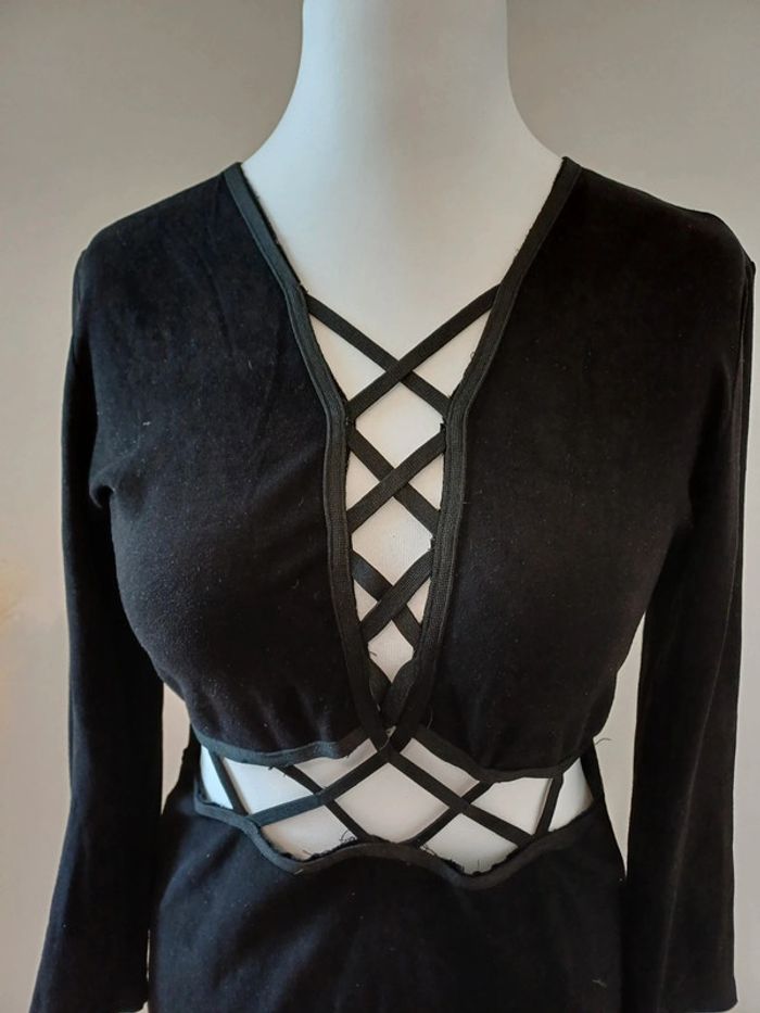 Robe noire sexy en suédine avec laçage JCL taille M/L 38/40 - photo numéro 2