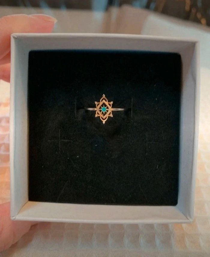 Bague motif étoile polaire pierre bleue en acier inoxydable taille 54 (7)