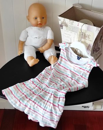 Combishort à bretelles fille 4 ans – Coton, rayures colorées