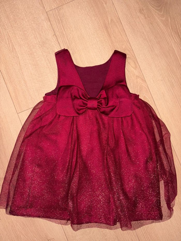 Robe de soirée fille 94 cm bordeau noeud papillon paillette - photo numéro 2