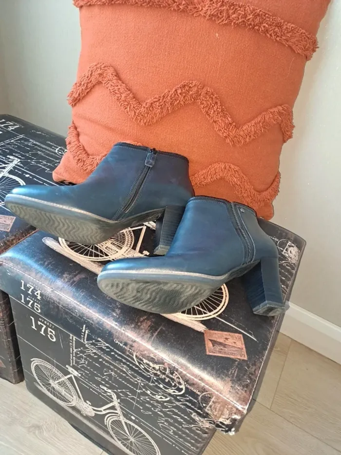 Bottines bleues dentelle tamaris 40 comme neuves hyper confortables - photo numéro 7