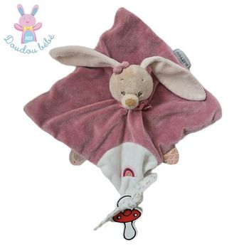 Doudou plat Lapin rose blanc Pauline et Sasha NATTOU