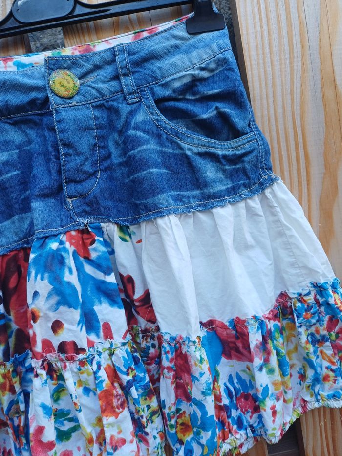 Jolie jupe mi jean mi imprimé Desigual taille 34 - photo numéro 4
