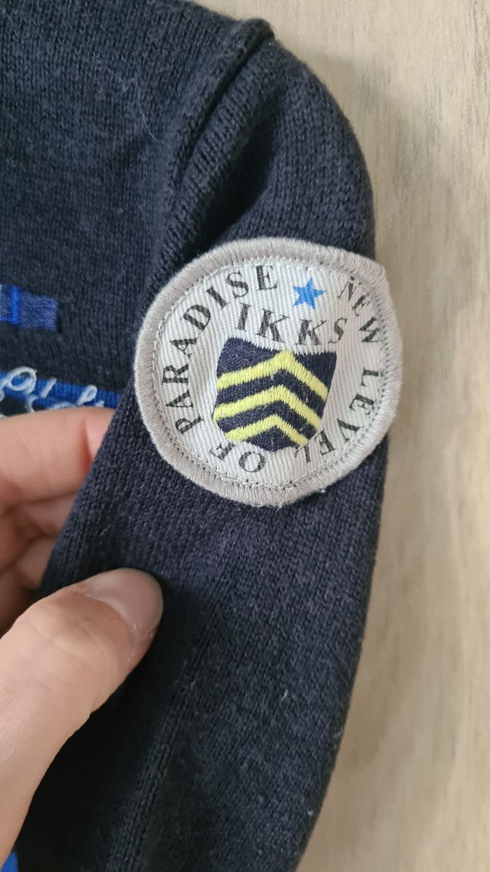 Gilet IKKS bleu marine à rayures 6 mois - photo numéro 3