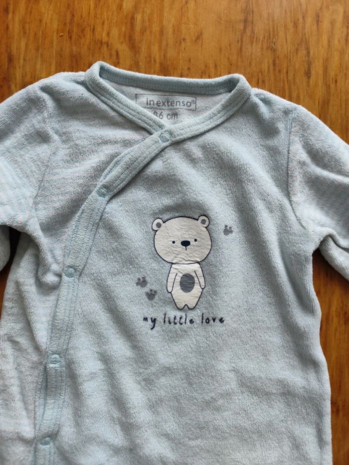 Pijama 1 pièce bleu clair nounours taille 24mois In extenso - photo numéro 3